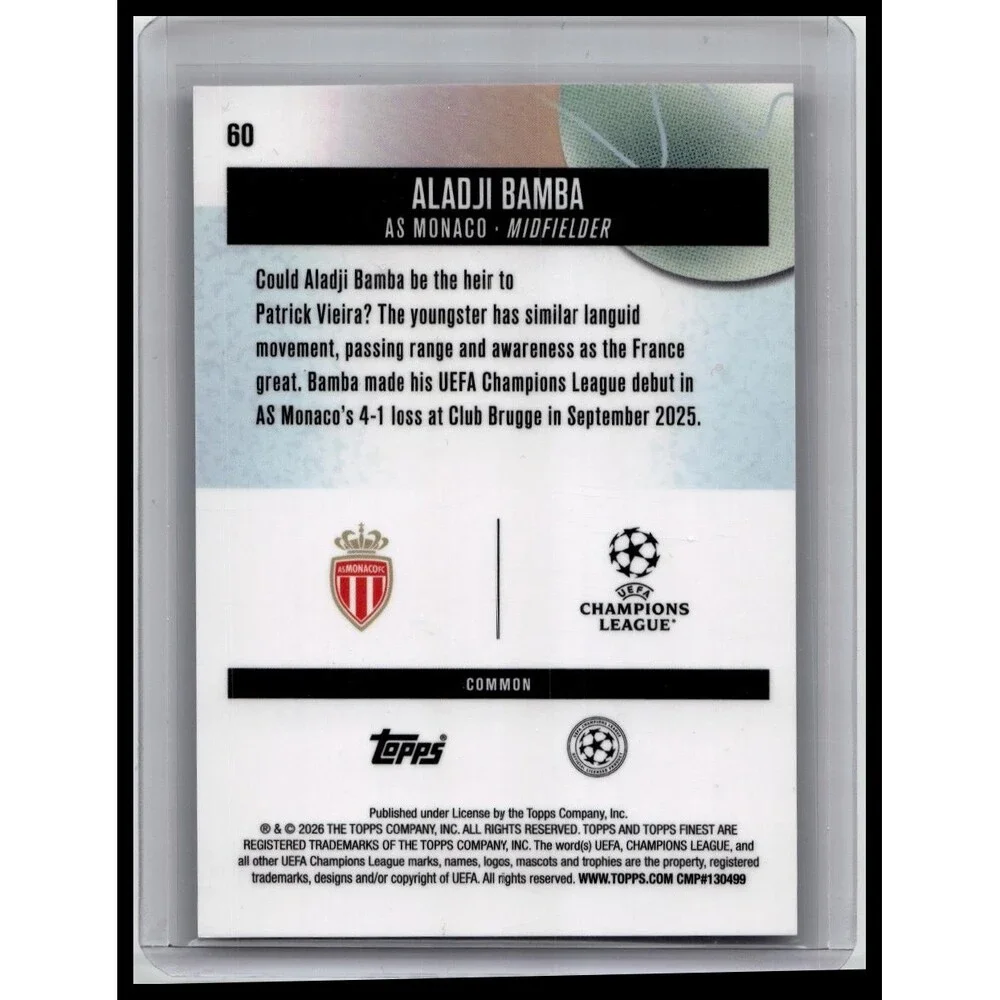 2025-26 Finest UEFA Aladji Bamba #60 AS Monaco Orange Refractor #/25